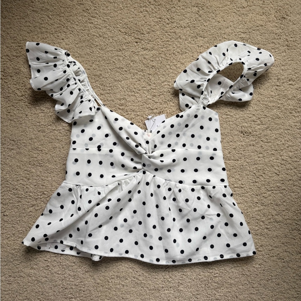 ROMWE White Polka Dot Tank Top